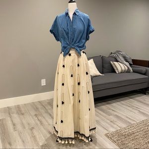Anthropologie Marlee Tasseled Maxi Skirt